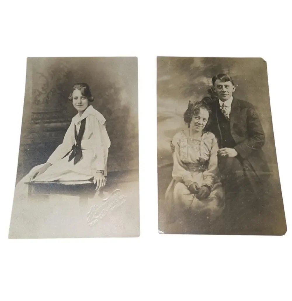 1910s Chicago Photos Christine Gates Husband & Cousin Elizabeth RPPC s
